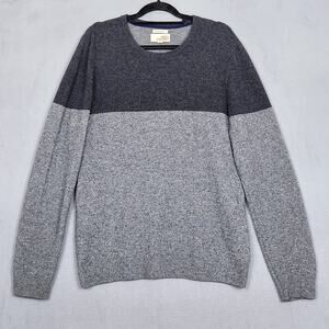 1901 Sweater Mens XL Gray and Black Crew Neck Pullover Merino Wool Cashmere